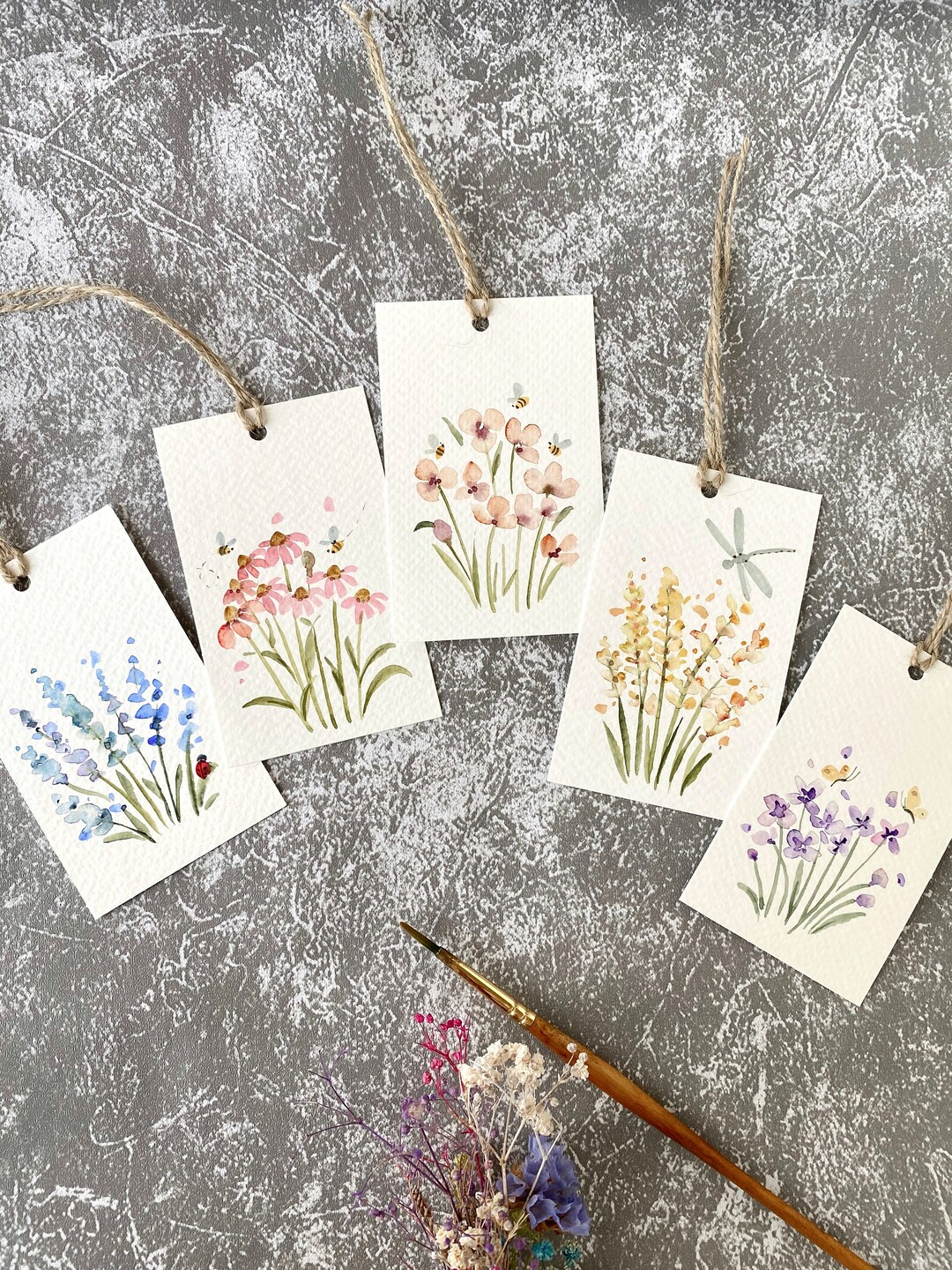 Botanical Gift Tags Original Watercolor Painting Set of 10 Etsy