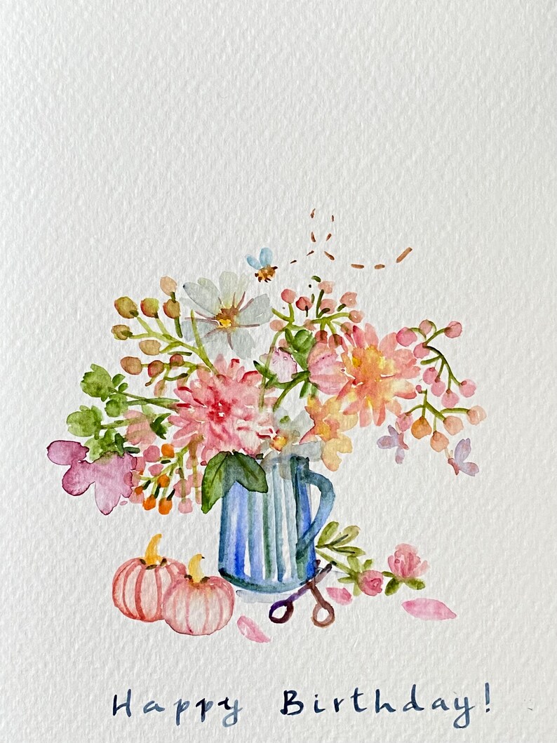 Handmade Floral Watercolor Birthday Card With Envelope - Etsy