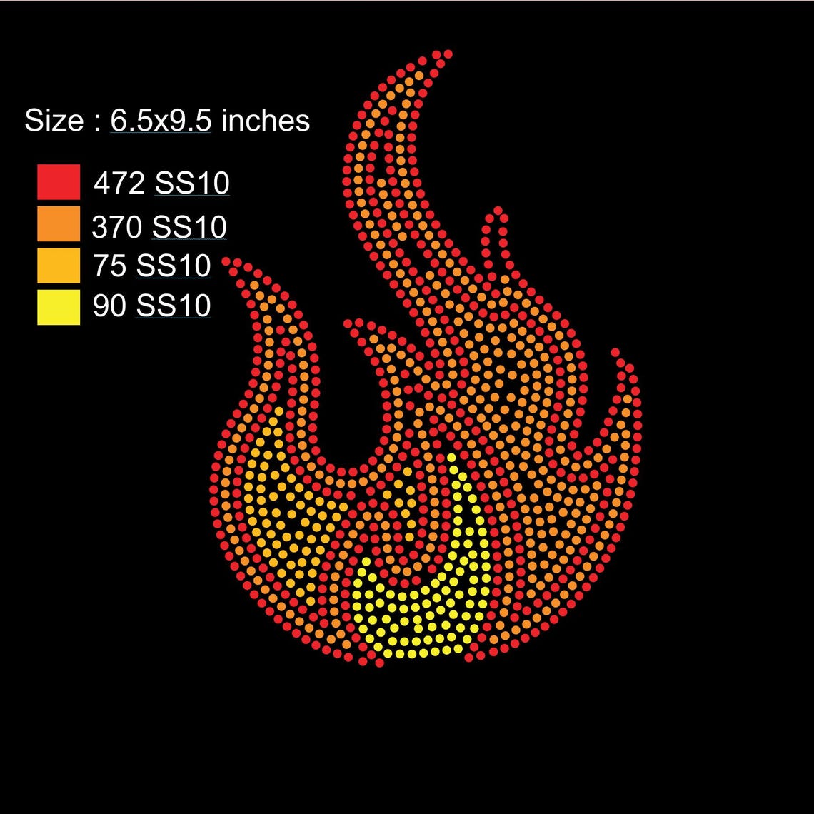 Fire Rhinestone SVG Template: Flame Dot Pattern, SS10 Hotfix (digital ...