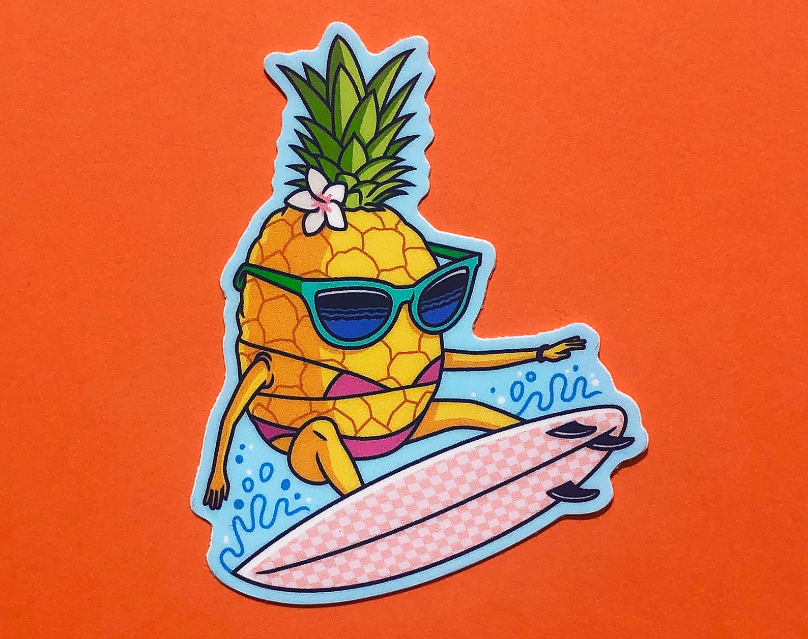 Pineapple Surfing Summer Sticker - Etsy