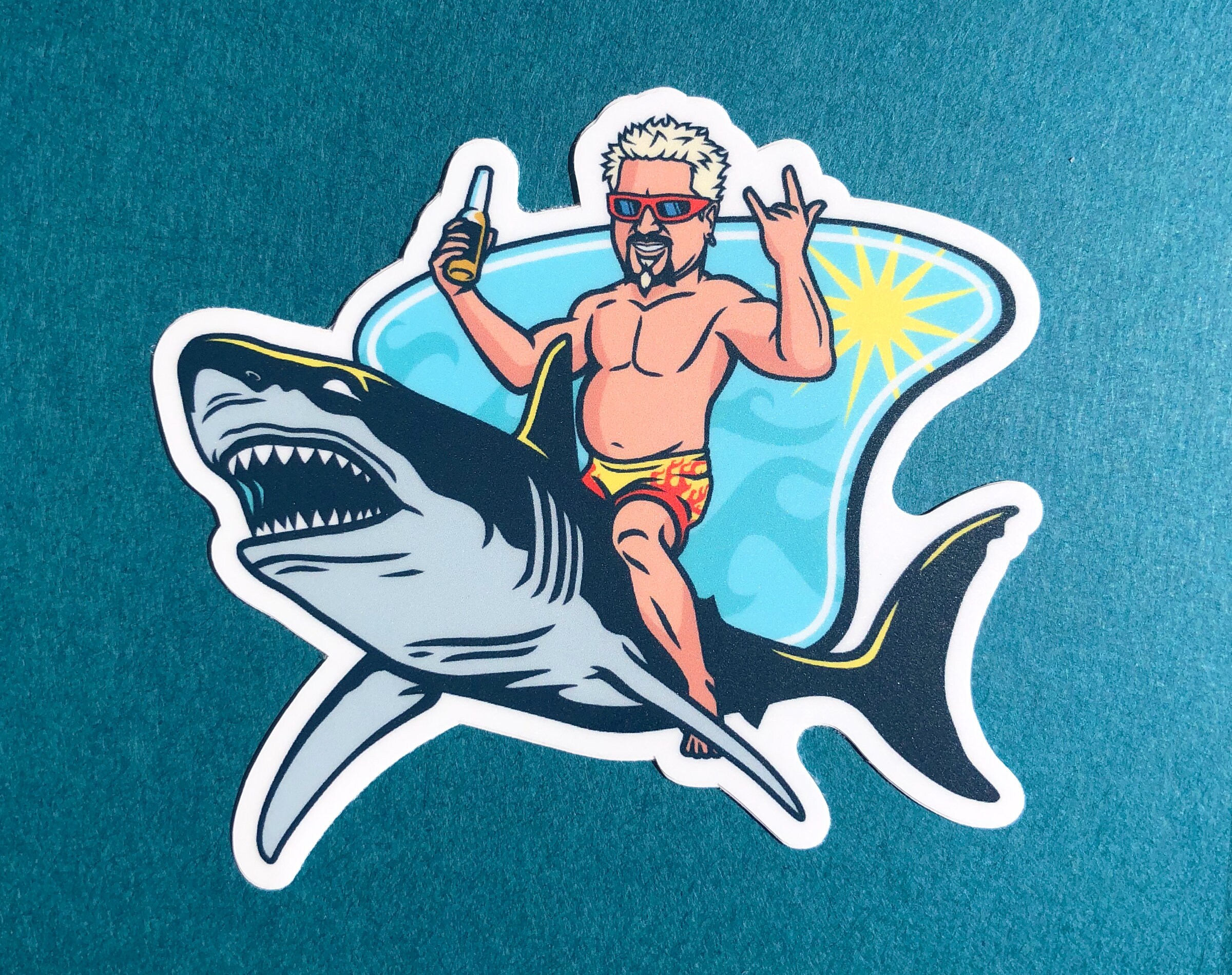Flavortown Shark Guy Fieri Sticker