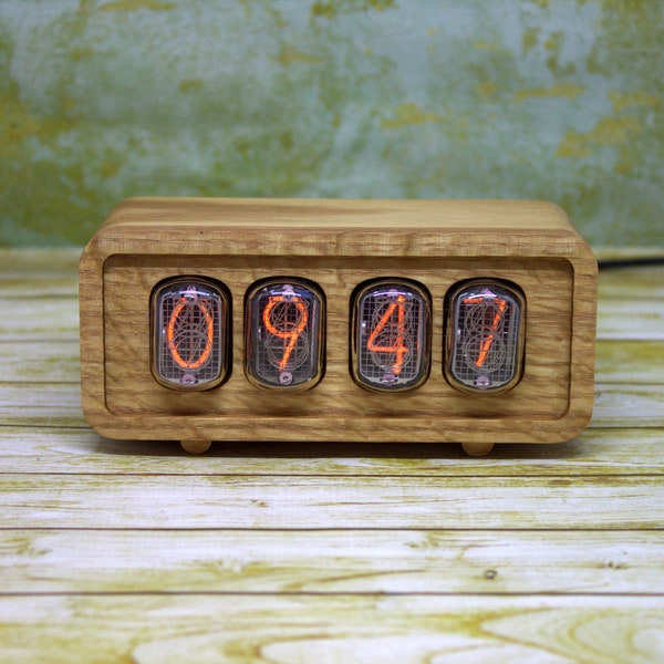 Nixie Tubes Clock/Cool table digital clock/ 4 х IN-12/ Woden case