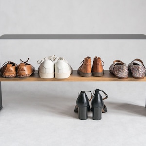 Modern Bench for Shoes, Sheet Metal Shoe Rack, Entryway Boot Organization, Loft Sneaker Stand, Minimalist Shoe Storage image 2