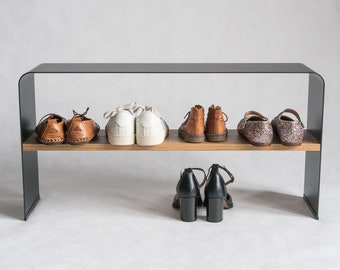 Moderne Bank für Schuhe, Schuhregal aus Blech, Einstieg in die Stiefelorganisation, Loft Sneaker Stand, Minimalistische Schuhaufbewahrung