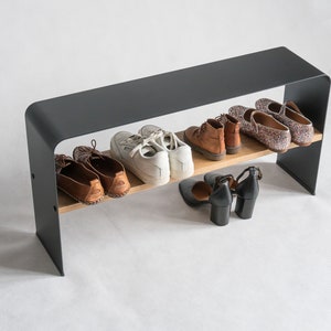 Modern Bench for Shoes, Sheet Metal Shoe Rack, Entryway Boot Organization, Loft Sneaker Stand, Minimalist Shoe Storage image 5