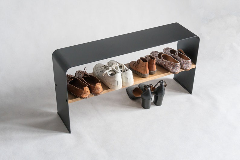 Modern Bench for Shoes, Sheet Metal Shoe Rack, Entryway Boot Organization, Loft Sneaker Stand, Minimalist Shoe Storage image 5