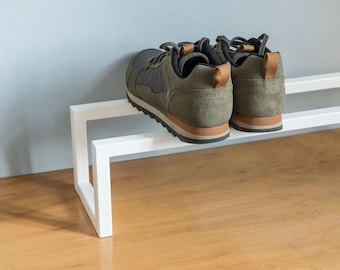 Schuhregal aus Metall, moderner Sneaker-Ständer aus Stahl, Schuhregal im Eingangsbereich, minimalistisches Schuhregal, industrielle Schuhbank, Loft-Schuhaufbewahrung