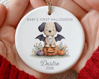 Personalized Baby's First Halloween Ornament 2026, Custom Newborn Ghost or Pumpkin Ceramic Keepsake, My 1st Halloween Gift