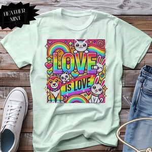 Love is Love Rainbow LGBTQ+ Pride Shirt - Cute Animal Comfort Colors Graphic Tee