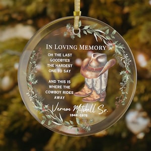 Personalized Memorial Glass Ornament - Sympathy Ornament -  Remembrance Ornament - Loss of Husband or Father Gift - by HarborIslandDecor