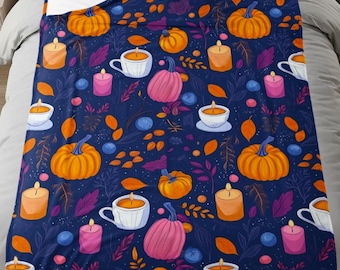 Pumpkin Spice Fall Blanket: Cozy Purple Throw (30x40 to 60x80)