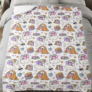 Halloween Ghost Velveteen Blanket, Cute Reading Design