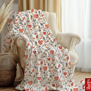 Manta Sherpa con estampado floral de conejito - Ropa de cama suave y natural para la habitación del bebé o manta acogedora para el sofá.