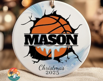Decorazione da basket personalizzata - Nome personalizzato, decorazioni natalizie 2026 con scatola regalo