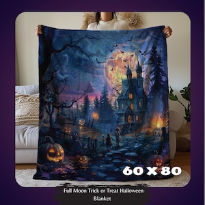 Halloween Blanket, Plush Fall Spooky Throw, Cute Goth Halloween Decor, Halloween Lover Gift, Halloween Home Decor by Harbor Island Decor