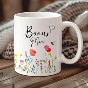 Bonus-Mom Gift, Step Mom, Best Mom Coffee Mug, Floral Coffee Mug, Custom Flower Mug, Mama's Garden, Plant Mom Gift by Harbor Island Decor
