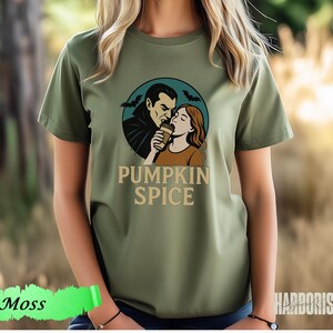 Pumpkin Spice Vampire Comfort Colors Tee, Spooky Halloween Graphic T-Shirt, Fall Coffee Lover Gift, Retro Autumn Aesthetic, Spooky Era Top image 9