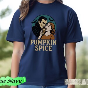 Pumpkin Spice Vampire Comfort Colors Tee, Spooky Halloween Graphic T-Shirt, Fall Coffee Lover Gift, Retro Autumn Aesthetic, Spooky Era Top image 4