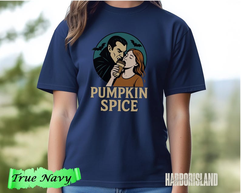 Pumpkin Spice Vampire Comfort Colors Tee, Spooky Halloween Graphic T-Shirt, Fall Coffee Lover Gift, Retro Autumn Aesthetic, Spooky Era Top image 4