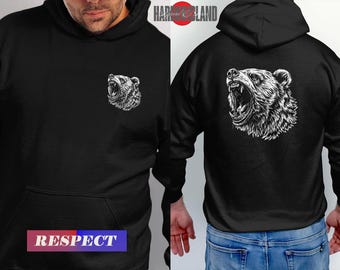 Roaring Bear Graphic Hoodie - Outdoorsman, Wildlife Apparel