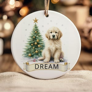 Golden Retriever Puppy Ornament, Customized Dog Ceramic Ornaments, Personalized Pet Christmas Gifts for Dog Lovers by Harbor Island Decor