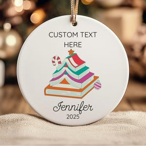 Book Tree Ornament, Book Lover Name Ornament, Book-Themed Holiday Decor, Custom Bookshelf Bookish Reading Ornament, by Harbor Island Decor