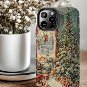 Etui na telefon w stylu vintage z motywem choinki bożonarodzeniowej (do wyboru iPhone, Samsung i Google Pixel)