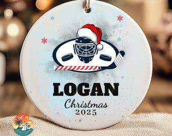 Hockey Goalie Christmas Sport Ornament, Personalized with Name and Year (2026) with Gift Box