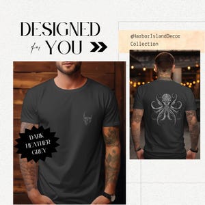 Octopus Skull Design Shirt, Nautical Goth Twist Tee, Skeleton Graphic Top, Soft Cotton T-Shirt, Men's Urban Style, Unique Skull Gift image 7