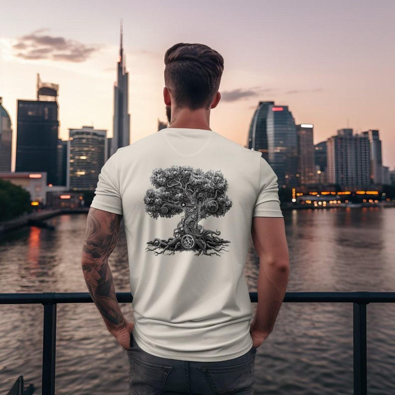 Steampunk Gear Tree T-Shirt, Edgy Graphic Tee image 9