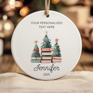 Book Lover Item Custom Book Name Ornament, Librarian Gift, Bookish-Themed Bookshelf Decor for Bookworms by Harbor Island Decor