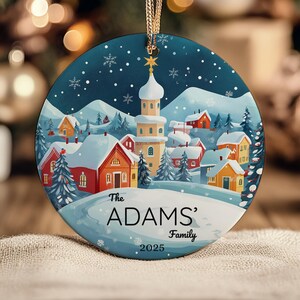 Custom Family Christmas Traditional Ornament - Personalized Name and Year Tree Bauble with Gift Box