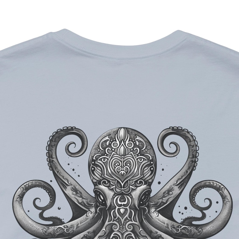 Octopus Skull Design Shirt, Nautical Goth Twist Tee, Skeleton Graphic Top, Soft Cotton T-Shirt, Men's Urban Style, Unique Skull Gift image 5