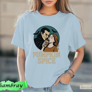 Pumpkin Spice Vampire Comfort Colors Tee, Spooky Halloween Graphic T-Shirt, Fall Coffee Lover Gift, Retro Autumn Aesthetic, Spooky Era Top image 8
