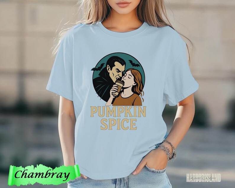 Pumpkin Spice Vampire Comfort Colors Tee, Spooky Halloween Graphic T-Shirt, Fall Coffee Lover Gift, Retro Autumn Aesthetic, Spooky Era Top image 8