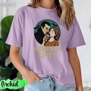Pumpkin Spice Vampire Comfort Colors Tee, Spooky Halloween Graphic T-Shirt, Fall Coffee Lover Gift, Retro Autumn Aesthetic, Spooky Era Top image 5