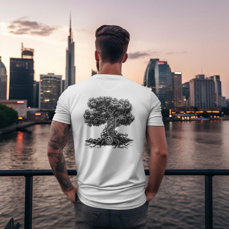 Steampunk Gear Tree T-Shirt, Edgy Graphic Tee image 5