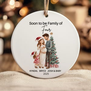 Soon to be Family of 4 Christmas Ornament, Pregnancy Custom Family Ornament, Expecting New Baby Ornament, Mom to be Gift with Gift Box