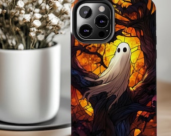 Halloween Ghost Phone Case, Stained Glass Style (iPhone, Samsung & Pixel Models)