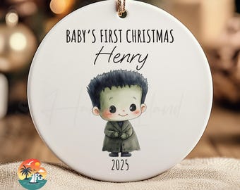 Decorazione natalizia per il primo Natale di Baby Frankenstein, regalo di Natale spettrale personalizzato, decorazione gotica per la cameretta, ricordo del mio primo Halloween