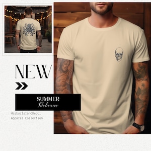 Octopus Skull Design Shirt, Nautical Goth Twist Tee, Skeleton Graphic Top, Soft Cotton T-Shirt, Men's Urban Style, Unique Skull Gift image 2