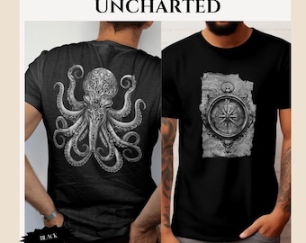 Octopus Compass Graphic Tee - Nautical Steampunk T-Shirt