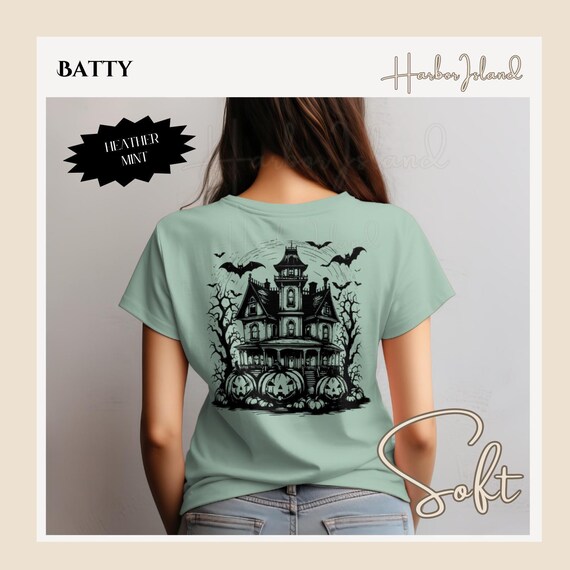 Vintage Haunted House Halloween Shirt, Spooky Graphic Tee, Retro Aesthetic Fall Clothes, Pastel Goth Ghost T-Shirt, Cute Spooky Season Gift