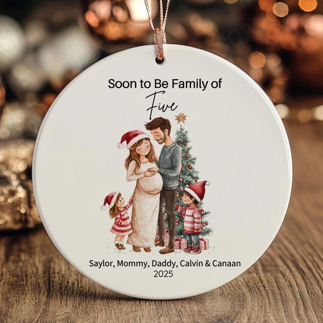 Soon to Be Family of 5 Christmas Ornament, Pregnancy Custom Family ...