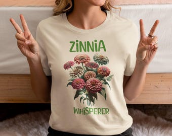 Zinnia Flower T-Shirt, Wildflower Print, Cottagecore Botanical Tee