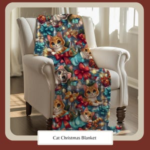 HarborIslandDecor : couverture de Noël chat pour les amoureux des chats, couverture pelucheuse douillette, cadeau sur le thème des cats, cadeau pour lecteur, maman ou papa chat