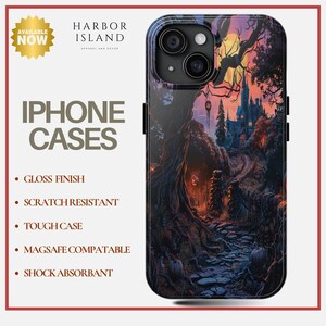Funda para teléfono con castillo encantado: Escena luminosa de Halloween (compatible con iPhone, Samsung y Google Pixel)