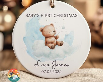 Adorno navideño personalizado para el primer cumpleaños de un niño / Recuerdo de osito de peluche con caja de regalo incluida