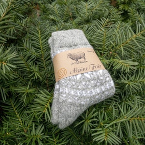 Soft and Thick Pair of Women's Wool Socks, Comfortable Knit Wear for Winter from Alpine Fair, Gray