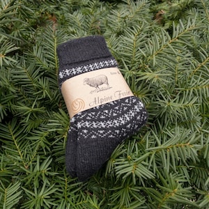 Soft and Thick Pair of Women's Wool Socks, Comfortable Knit Wear for Winter from Alpine Fair, Black